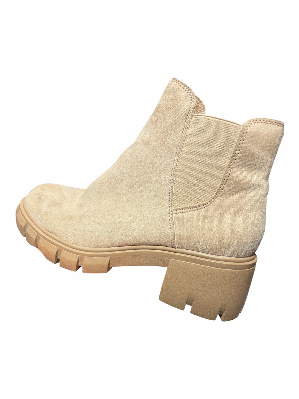 Madden Girl Beige Suede Chelsea Lug Bootie